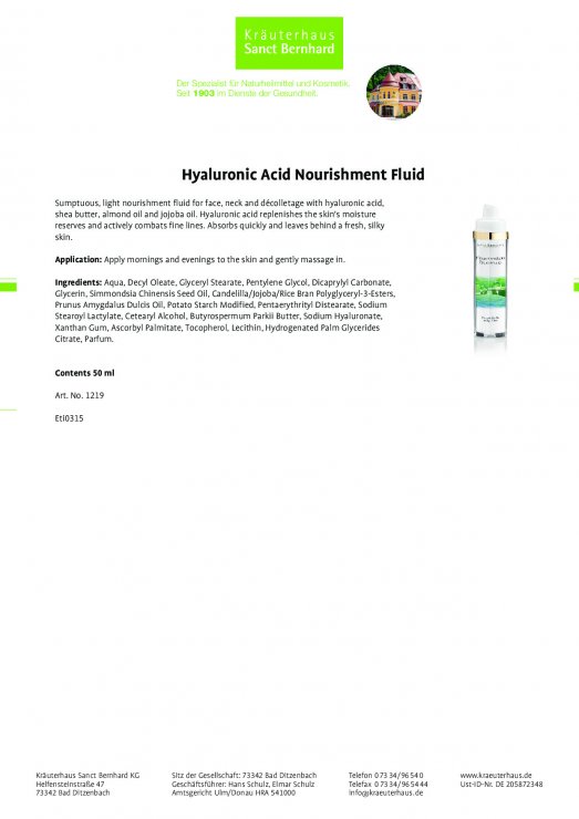 Hyaluronic Acid Nourishment Fluid, 50 ml